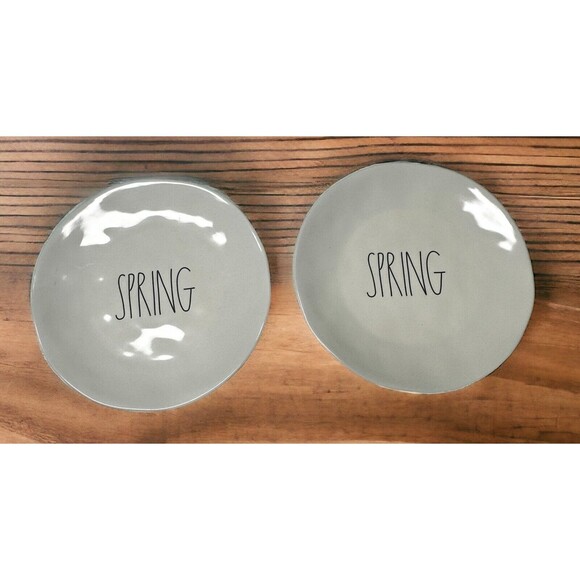 Rae Dunn by Magenta Melamine Dinner Plates SPRING Set of 2 Parties Holidays - Picture 1 of 3